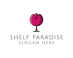 Tulip Wine Glass logo design