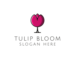 Tulip Wine Glass logo design