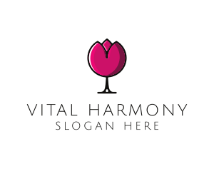 Tulip Wine Glass logo design