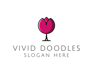 Tulip Wine Glass logo design