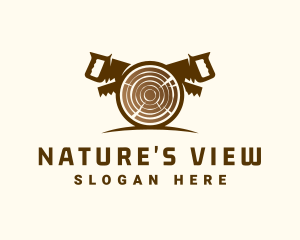 Woodcutting Log Saw logo design