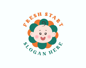 Cute Baby Flower logo design