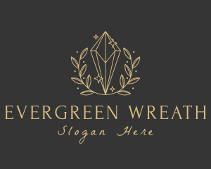 Crystal Leaves Wreath logo design