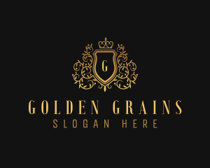 Golden Vine Royalty Shield  logo design