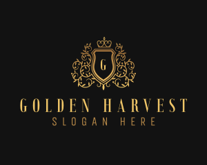 Golden Vine Royalty Shield  logo design