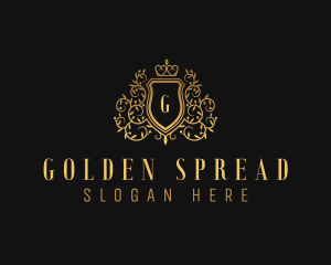 Golden Vine Royalty Shield  logo design