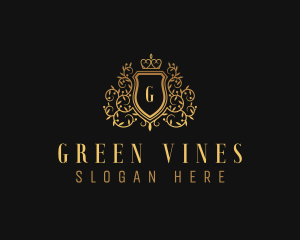 Golden Vine Royalty Shield  logo design