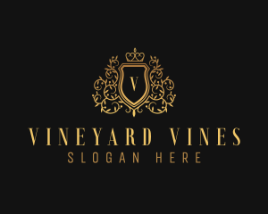 Golden Vine Royalty Shield  logo design