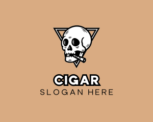 Hipster Skull Cigarette logo design