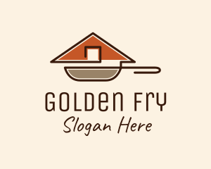 House Roof Frying Pan logo design