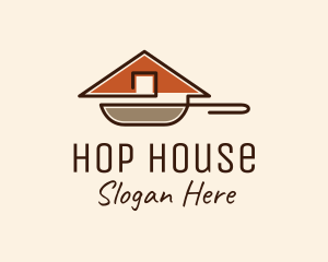 House Roof Frying Pan logo design