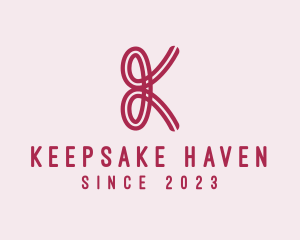 Pink Ribbon Letter K logo design