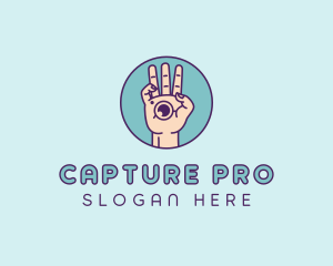 Photographer Hand Camera Lens logo design