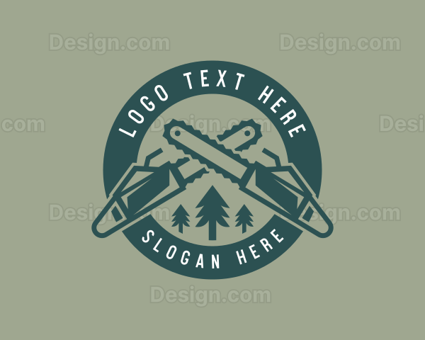 Chainsaw Forest Logging Logo