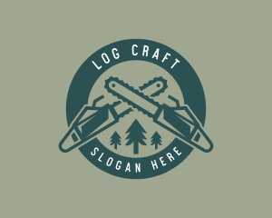 Chainsaw Forest Logging logo design