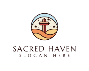 Religious Cross Emblem logo