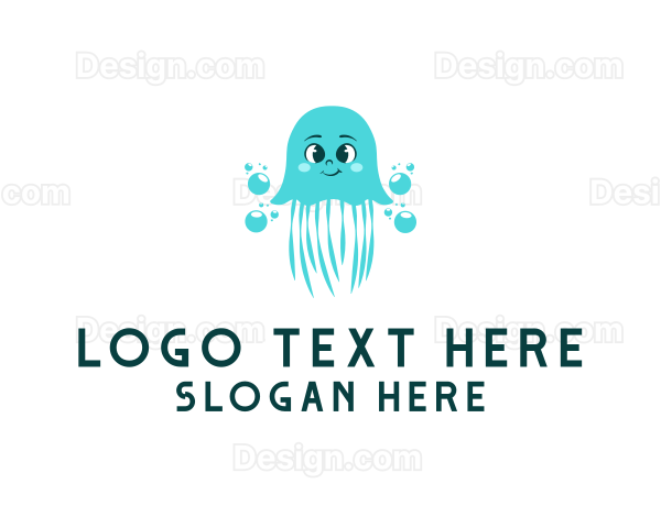 Cute Cartoon Jellyfish Logo