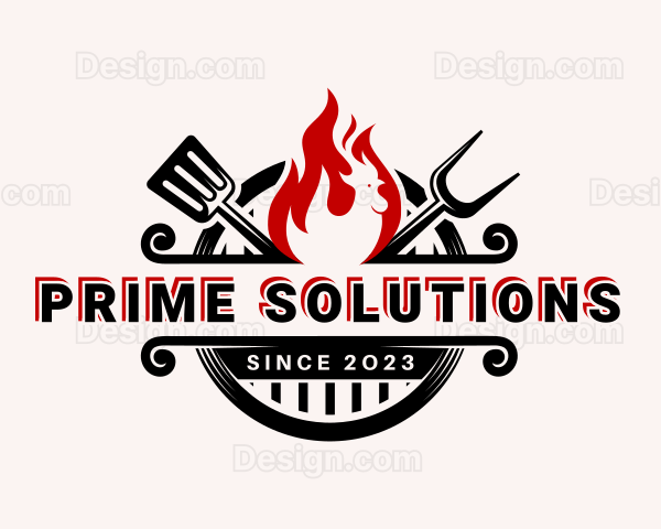 Chicken Grill Cooking Logo