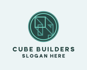 Geometric Linear Cube logo design