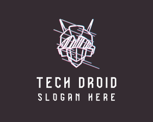 Anaglyph Robot Glitch logo design