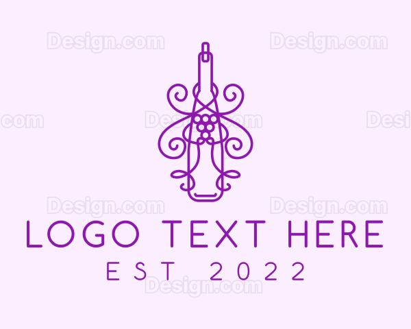 Purple Wine Grape Bottle Logo