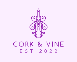 Purple Wine Grape Bottle logo design