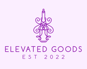 Purple Wine Grape Bottle logo design