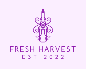 Purple Wine Grape Bottle logo design