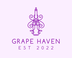 Purple Wine Grape Bottle logo design