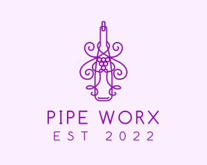 Purple Wine Grape Bottle logo design