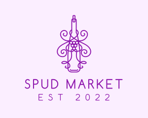 Purple Wine Grape Bottle logo design