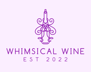 Purple Wine Grape Bottle logo design