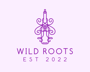 Purple Wine Grape Bottle logo design