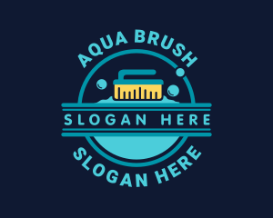 Water Cleaning Scrub Brush  logo design