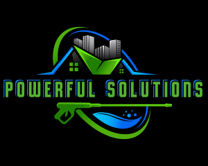 Power Wash Building Roof logo design