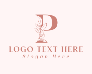 Elegant Leaves Letter P logo