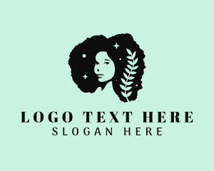 Leaf Afro Woman logo