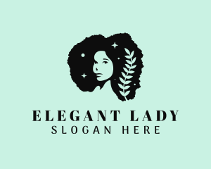 Leaf Afro Woman logo design