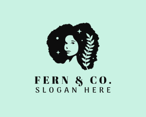 Leaf Afro Woman logo