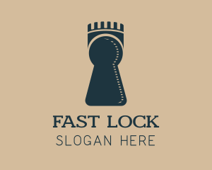 Key Hole Rook Crown logo design