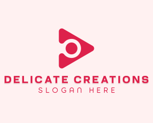 Magnifying Glass Play Button logo design