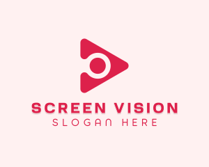 Magnifying Glass Play Button logo design