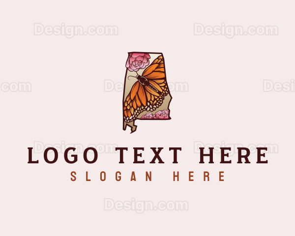 Alabama Butterfly Floral Logo