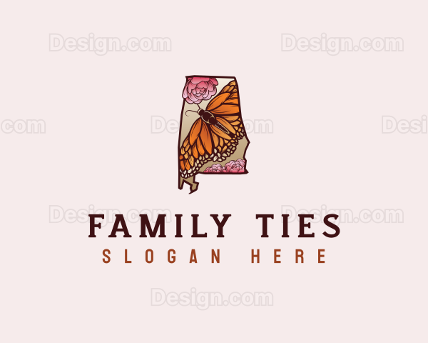 Alabama Butterfly Floral Logo