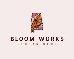 Alabama Butterfly Floral logo design