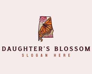 Alabama Butterfly Floral logo design