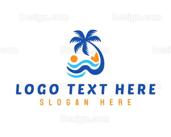 Palm Tree Summer Beach Logo