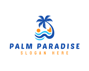 Palm Tree Summer Beach logo design