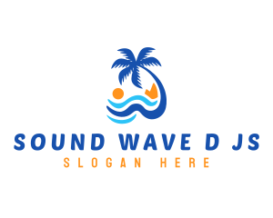 Palm Tree Summer Beach logo design