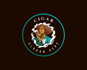 Woman Smoking Vapor logo design